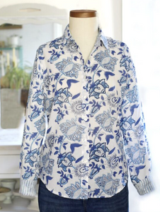 Floral Block Print Ladies Shirt