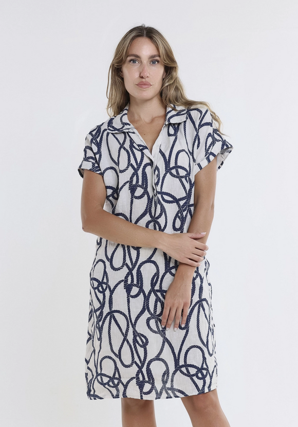 Nautical Rope Print Ladies Dress
