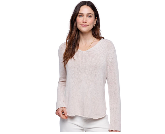 Rounded Edge Ladies V-Neck Sweater
