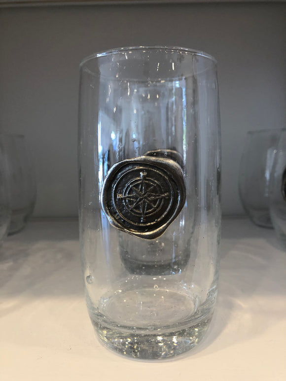 Compass Stamp Iced Tea Glass